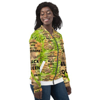 BBB ( Beautiful Black Blessed-Queen) Unisex Bomber Jacket (Lime green/gold)