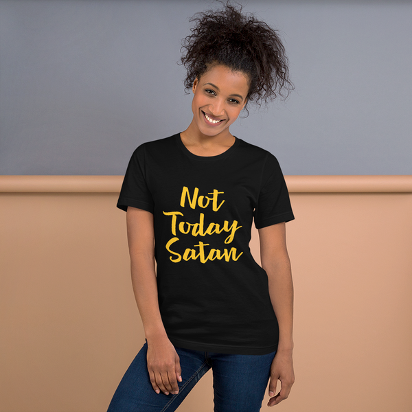 Not today Satan (black with gold) Short-Sleeve Unisex T-Shirt