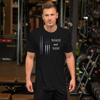 Black and Blue-Short-Sleeve Unisex T-Shirt