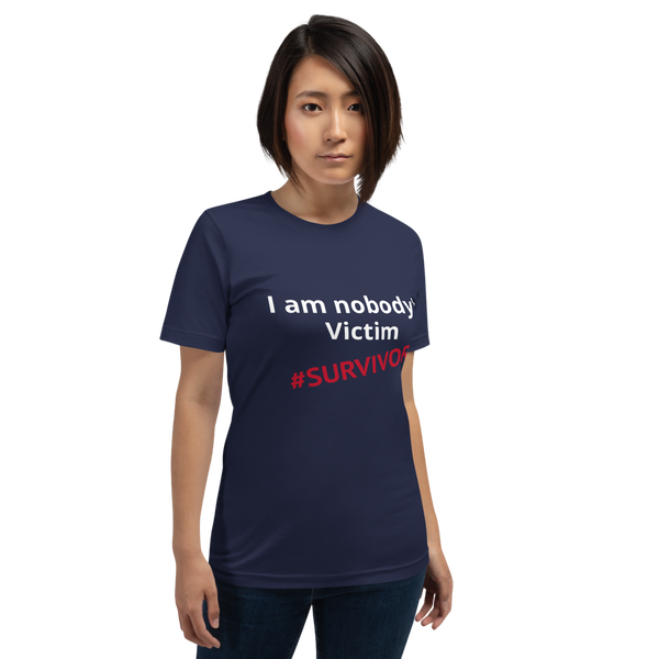 I am nobody's victim (Survivor) white and red print)Short-Sleeve Unisex T-Shirt